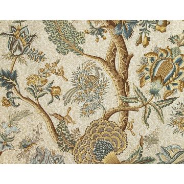 Braquenie - Le Grand Corail - Toile Multicolore - B080A004 Bleu Or Fond Blanc