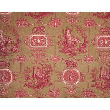 Braquenie - Les Muses Et Le Lion - Toile De Jouy - B1826001 Brun Rouge