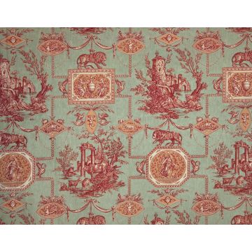 Braquenie - Les Muses Et Le Lion - Toile De Jouy - B1826005 Rouge Celadon