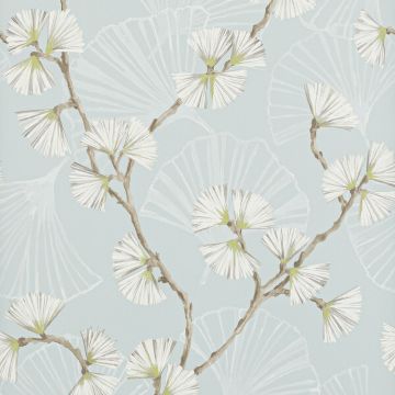 Jane Churchill - Rousseau - Atmosphere VI Wallpapers - Snow Flower Wallpaper - J183W-03 Aqua/Lime