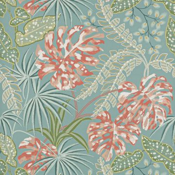 Jane Churchill - Rousseau - Atmosphere VI Wallpapers - Rousseau Wallpaper - J184W-02 Teal/Coral