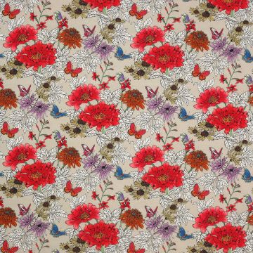 Jane Churchill - Tamarinda - J853F-01 Beige/Red